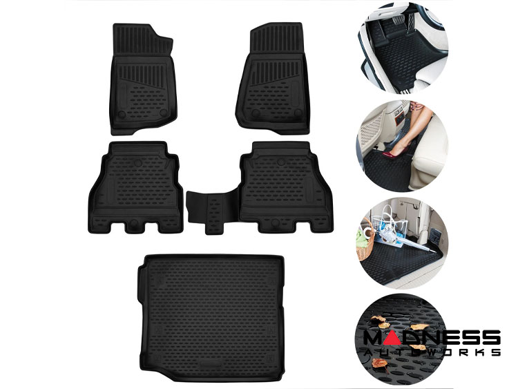 Jeep Wrangler JL Floor Liners + Cargo Liner Set - 3D Molded - Front + Rear - 4 Door